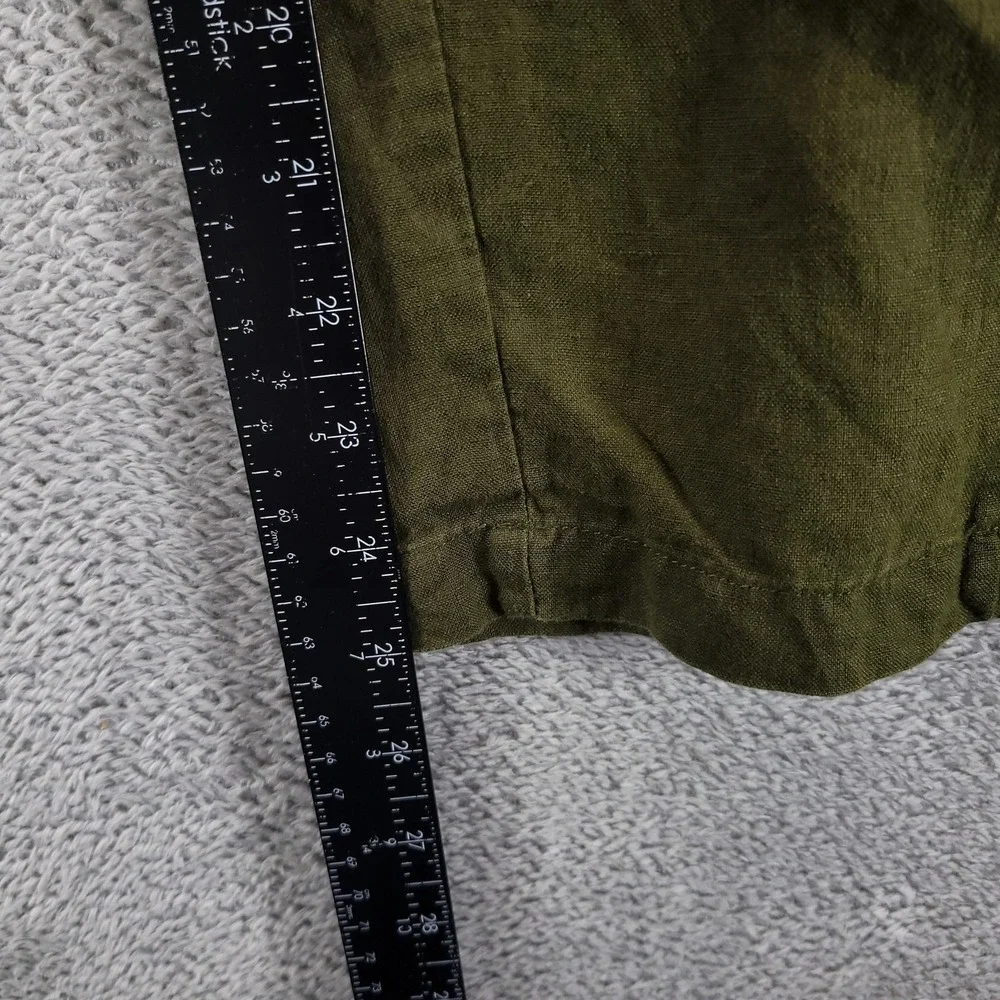 Quince Pants Womens XL Green Linen Cropped Tapered Pull On Elastic Waist Casual